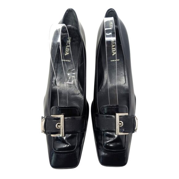Authentic Prada Black Patent Leather Kitten Heel Loafers EU 40 - Picture 8 of 9